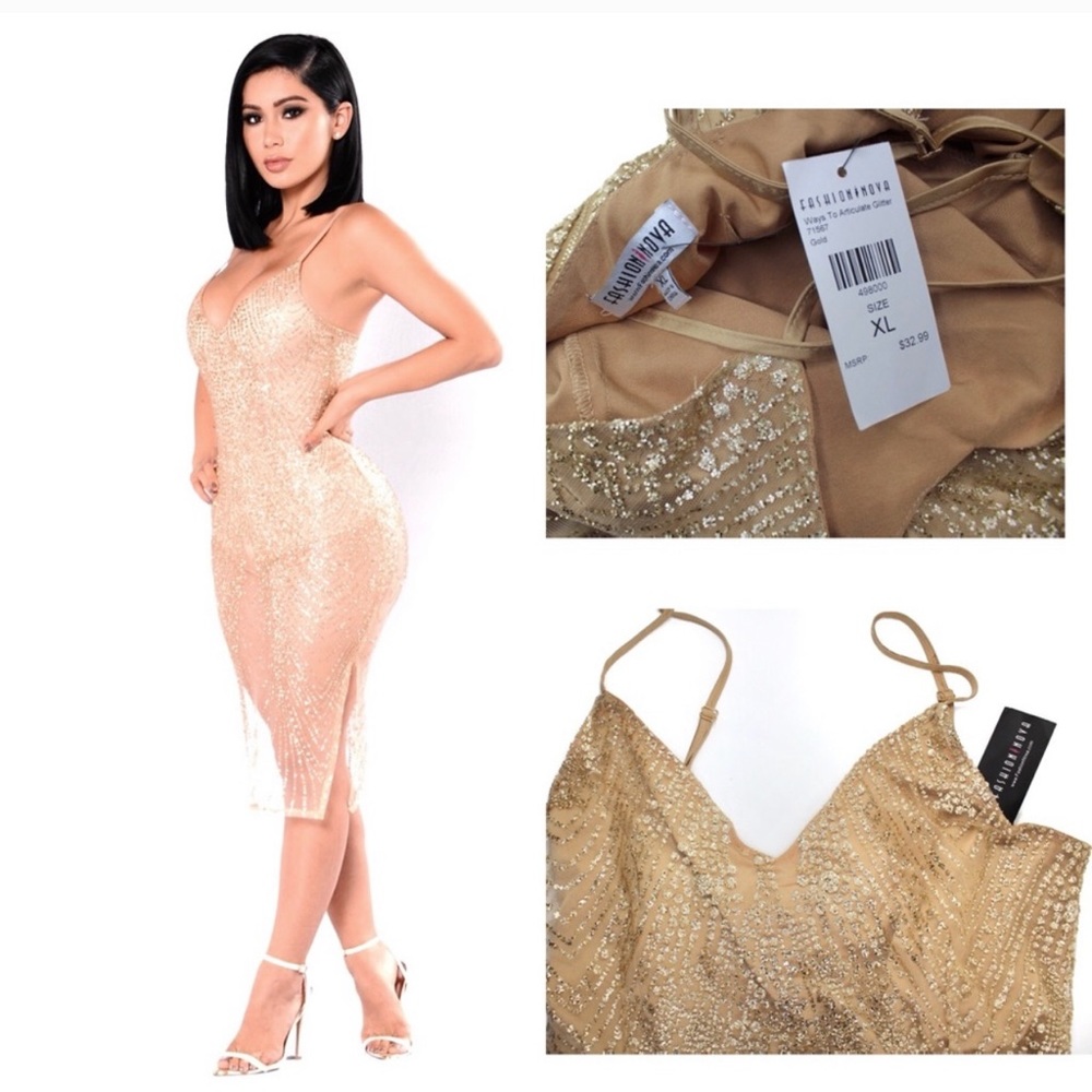 Fashion Nova Ways to Articulate Glittered Dress XL